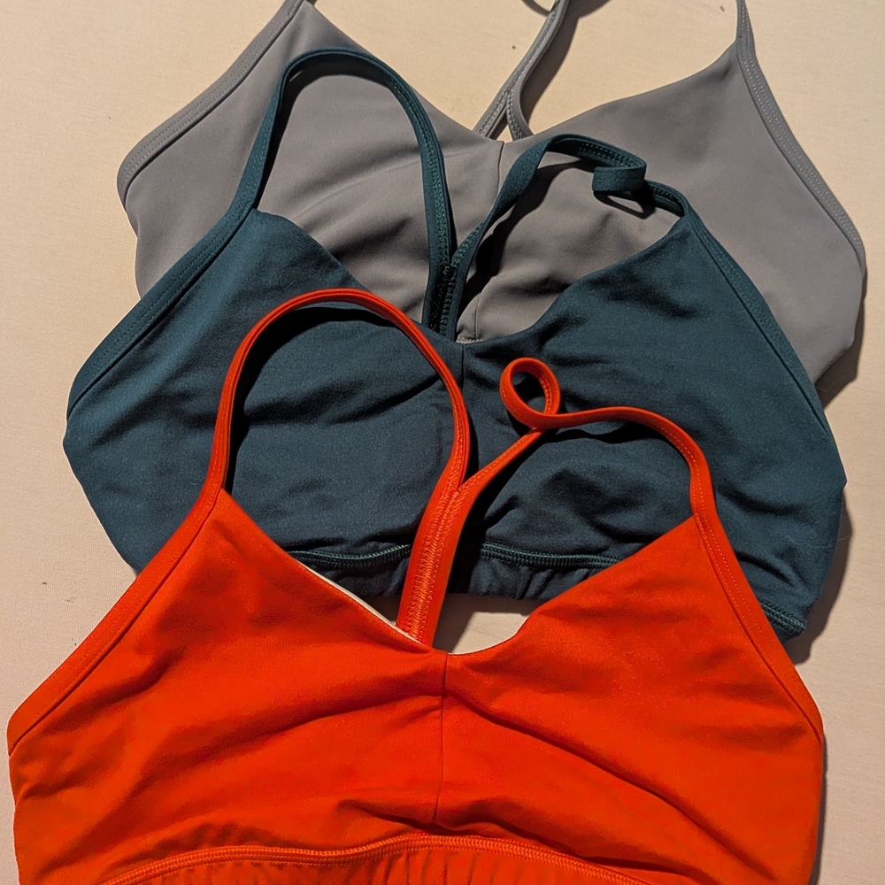 Fleo Strappy Bralette Trio - Orange, Teal & Gray